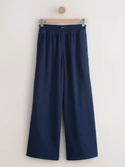 Donkerblauw - Denim jersey joggingbroek