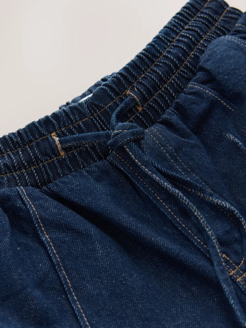 Donkerblauw - Denim joggingbroek met plooitjes en wijde pijpen