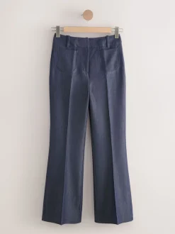 Donkerblauw - Denim Military Slim Flare Trousers
