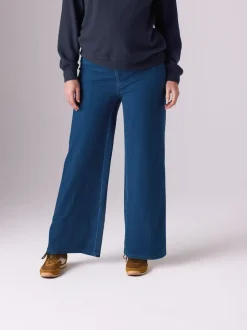 Donkerblauw - Denim zwangerschapsleggings met wijde pijpen