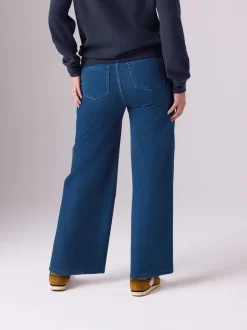 Donkerblauw - Denim zwangerschapsleggings met wijde pijpen