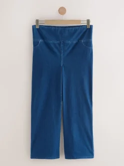 Donkerblauw - Denim zwangerschapsleggings met wijde pijpen