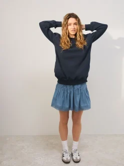 Donkerblauw - Essentials sweatshirt met relaxte pasvorm, lange snit en zakken