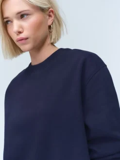 Donkerblauw - Essentials sweatshirt met relaxte pasvorm, lange snit en zakken