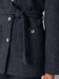 Donkerblauw - Fleck Boucle Belted Jacket