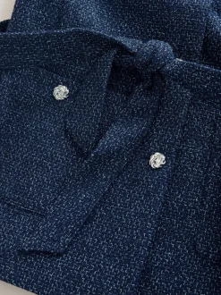 Donkerblauw - Fleck Boucle Belted Jacket