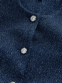 Donkerblauw - Fleck Boucle Belted Jacket
