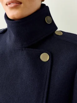 Donkerblauw - Formele jas met colkraag