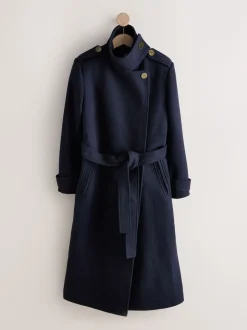 Donkerblauw - Formele jas met colkraag