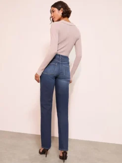 Donkerblauw - Friends Like These jeans met rechte pijpen