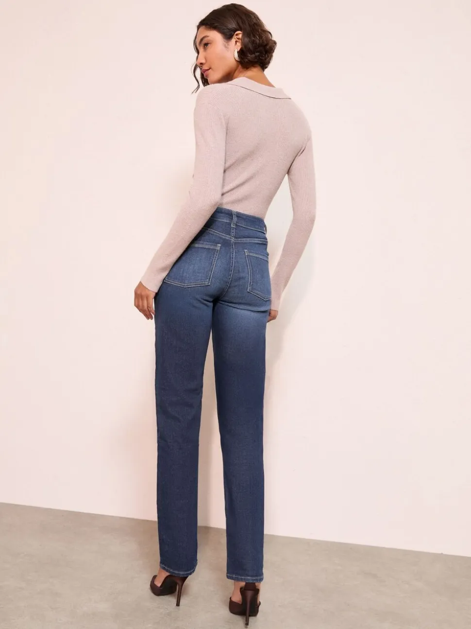Donkerblauw - Friends Like These jeans met rechte pijpen