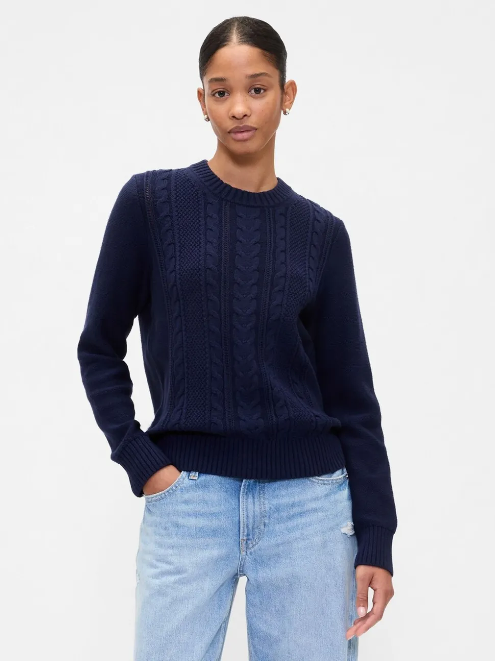 Donkerblauw - Gap Cotton Cable Knit Jumper