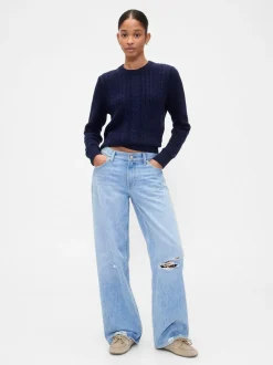 Donkerblauw - Gap Cotton Cable Knit Jumper