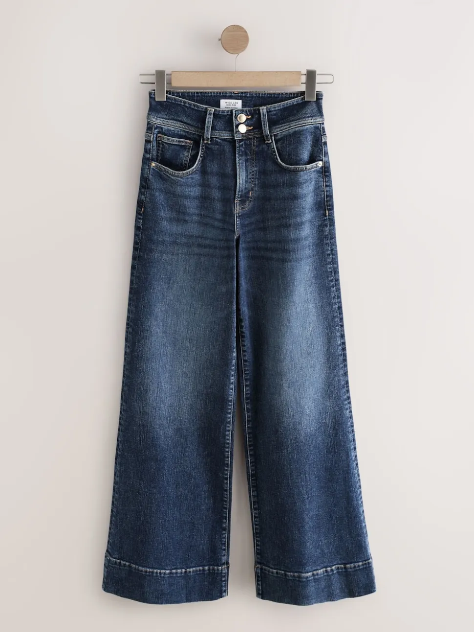 Donkerblauw - High Rise stretchy Jeans met wijde pijpen