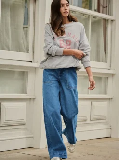 Donkerblauw - High Rise Utility Wijde pijpen Jeans