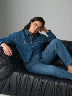 Donkerblauw - Hourglass comfortabele mom jeans met stretch en stretch