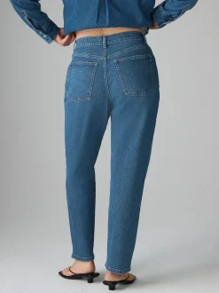 Donkerblauw - Hourglass comfortabele mom jeans met stretch en stretch