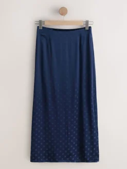 Donkerblauw - Jacquard Polka Dot Satin Skirt