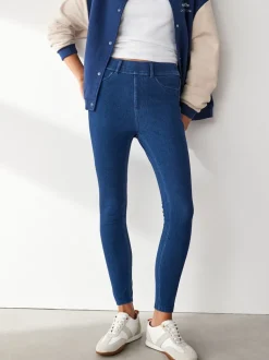 Donkerblauw - Lange jersey denim leggings