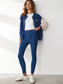 Donkerblauw - Lange jersey denim leggings