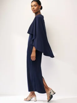 Donkerblauw - Lange jurk met cape