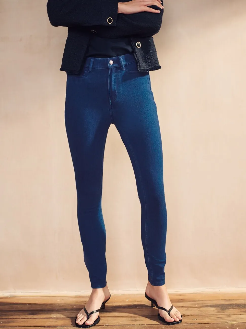 Donkerblauw - Legging van jersey-denim