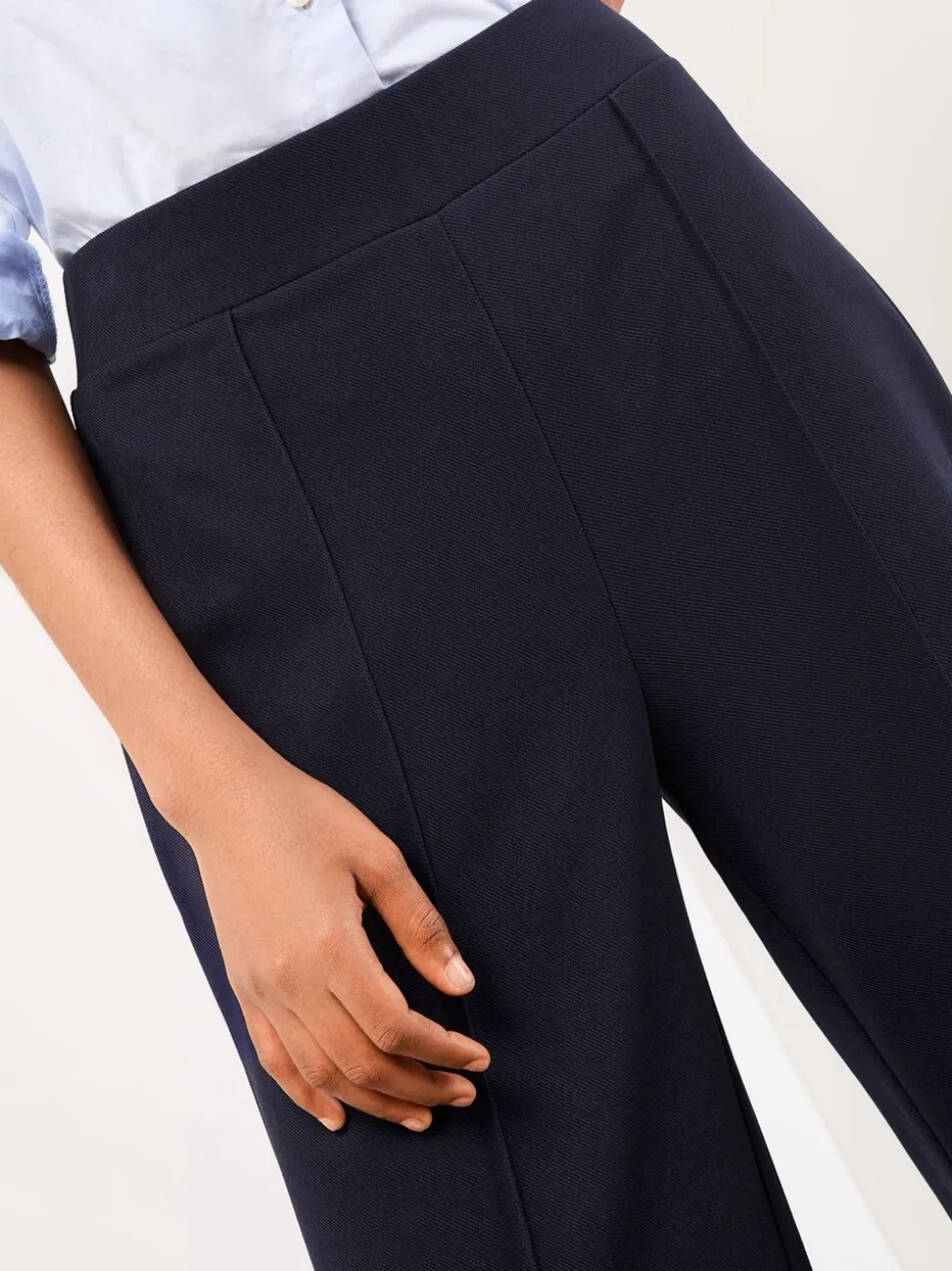Donkerblauw - Lipsy - Broek met wijde pijpen en hoge taille