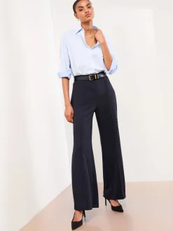 Donkerblauw - Lipsy - Broek met wijde pijpen en hoge taille