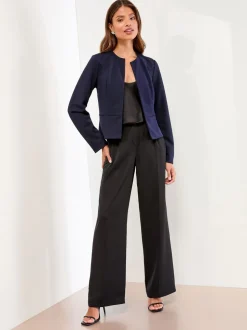 Donkerblauw - Lipsy - Kraagloze korte blazer