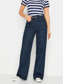 Donkerblauw - Long Tall Sally jeans met wijde pijpen van 100% katoen