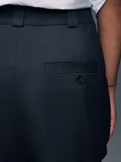 Donkerblauw - Maatgesneden slim fit broek van stevige stof
