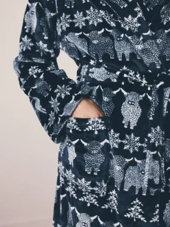 Donkerblauw - Matching Family Christmas Fairisle pattern Hamish The Highland Cow Dressing Gown