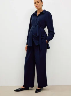 Donkerblauw - Maternity Belted Shirt