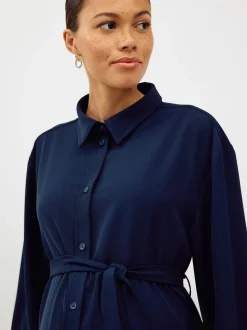 Donkerblauw - Maternity Belted Shirt