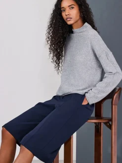 Donkerblauw - Modieuze lange shorts