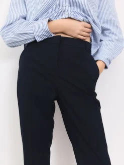 Donkerblauw - Nauwsluitende, op maat gemaakte broek van wol