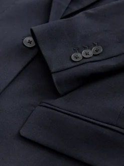 Donkerblauw - Op maat gemaakte blazer met enkele rij knopen van wol