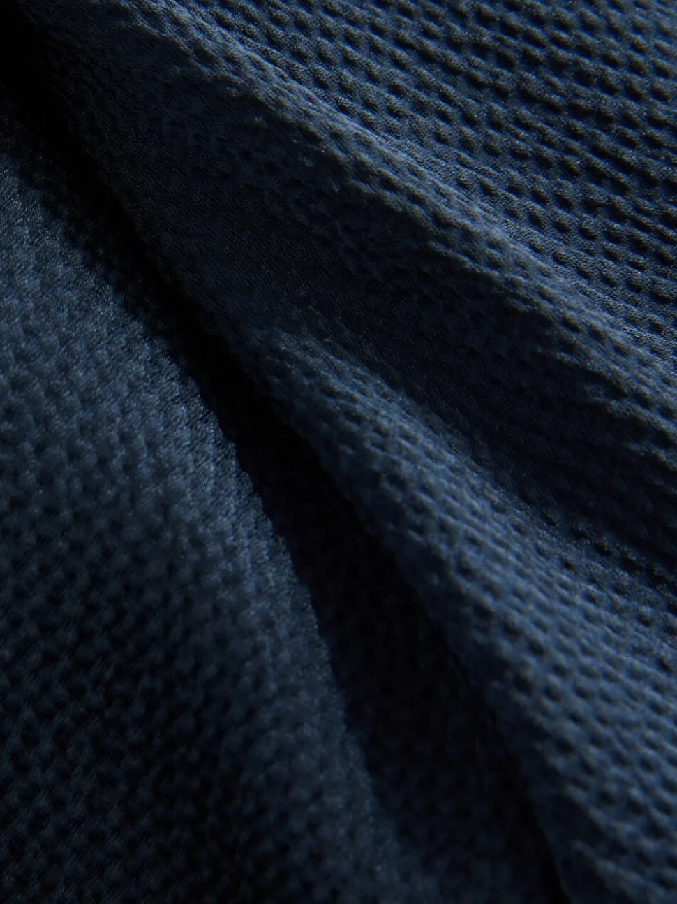 Donkerblauw - Satijnen halter mouwloze midi-jurk met textuur