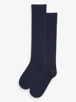 Donkerblauw - Set van 2 paar kniekousen van modalmix