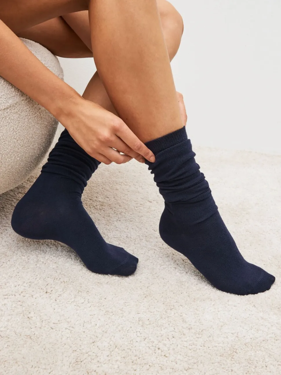 Donkerblauw - Set van 2 paar kniekousen van modalmix