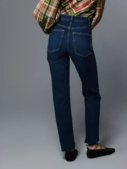 Donkerblauw - Slim Mid Rise Stretch Jeans