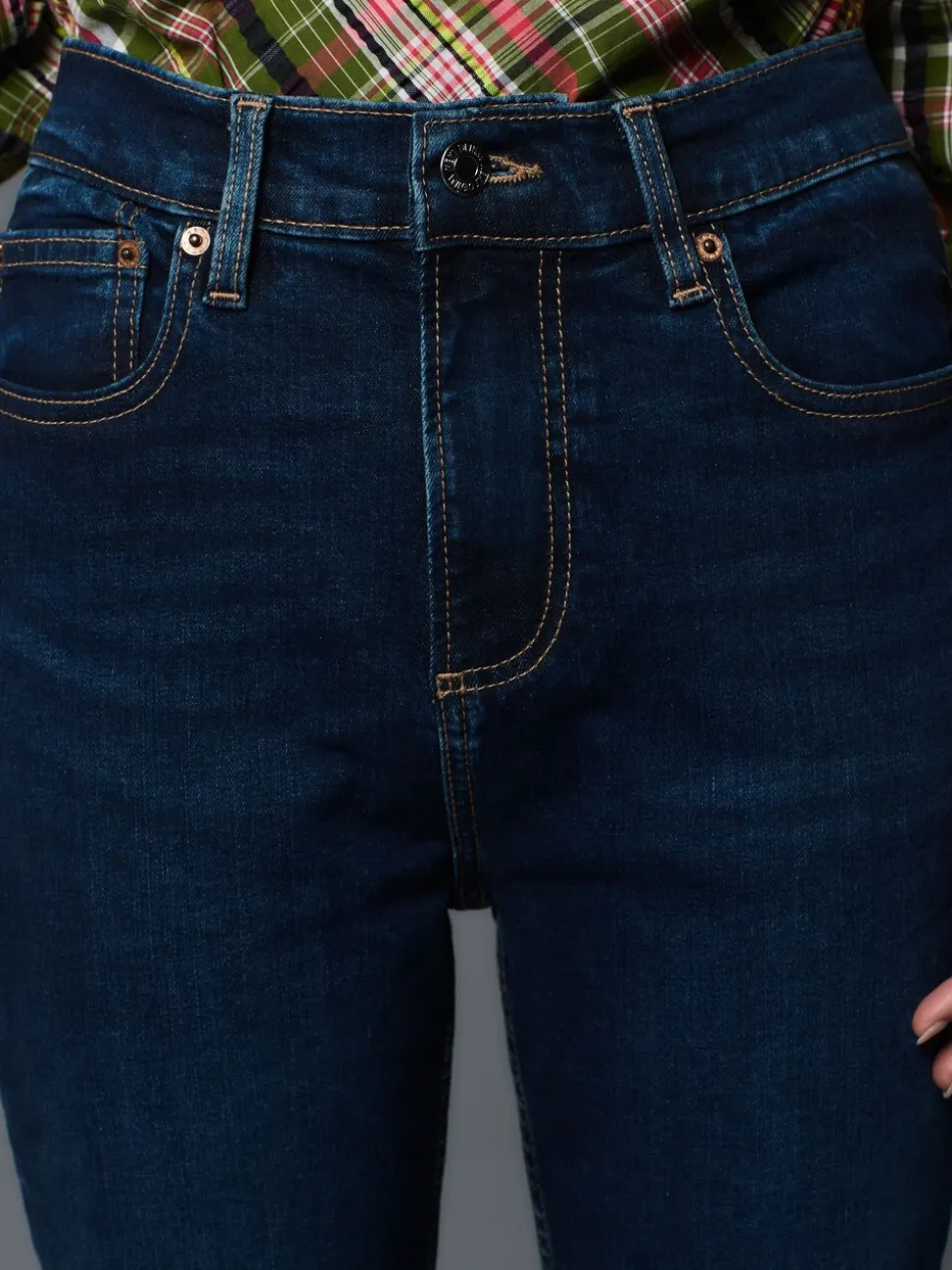 Donkerblauw - Slim Mid Rise Stretch Jeans