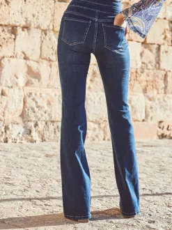 Donkerblauw - Sosandar Contour Waist Kick Flare Jeans