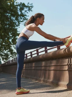 Donkerblauw - Sport Dry Tech buikcorrigerende legging met hoge taille en volledige lengte