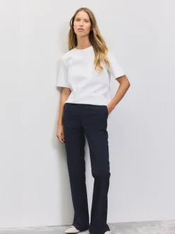 Donkerblauw - Tailored Bootcut Trousers With Wool
