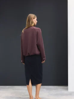 Donkerblauw - Tailored Pencil Skirt With Wool