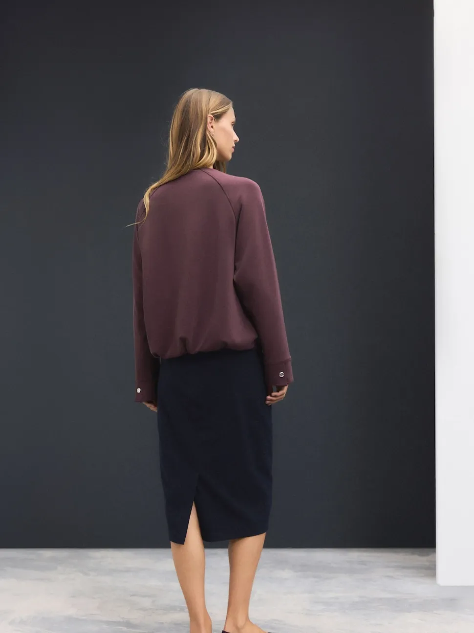 Donkerblauw - Tailored Pencil Skirt With Wool