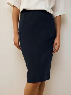 Donkerblauw - Tailored Pencil Skirt With Wool