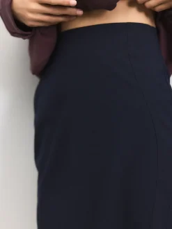 Donkerblauw - Tailored Pencil Skirt With Wool