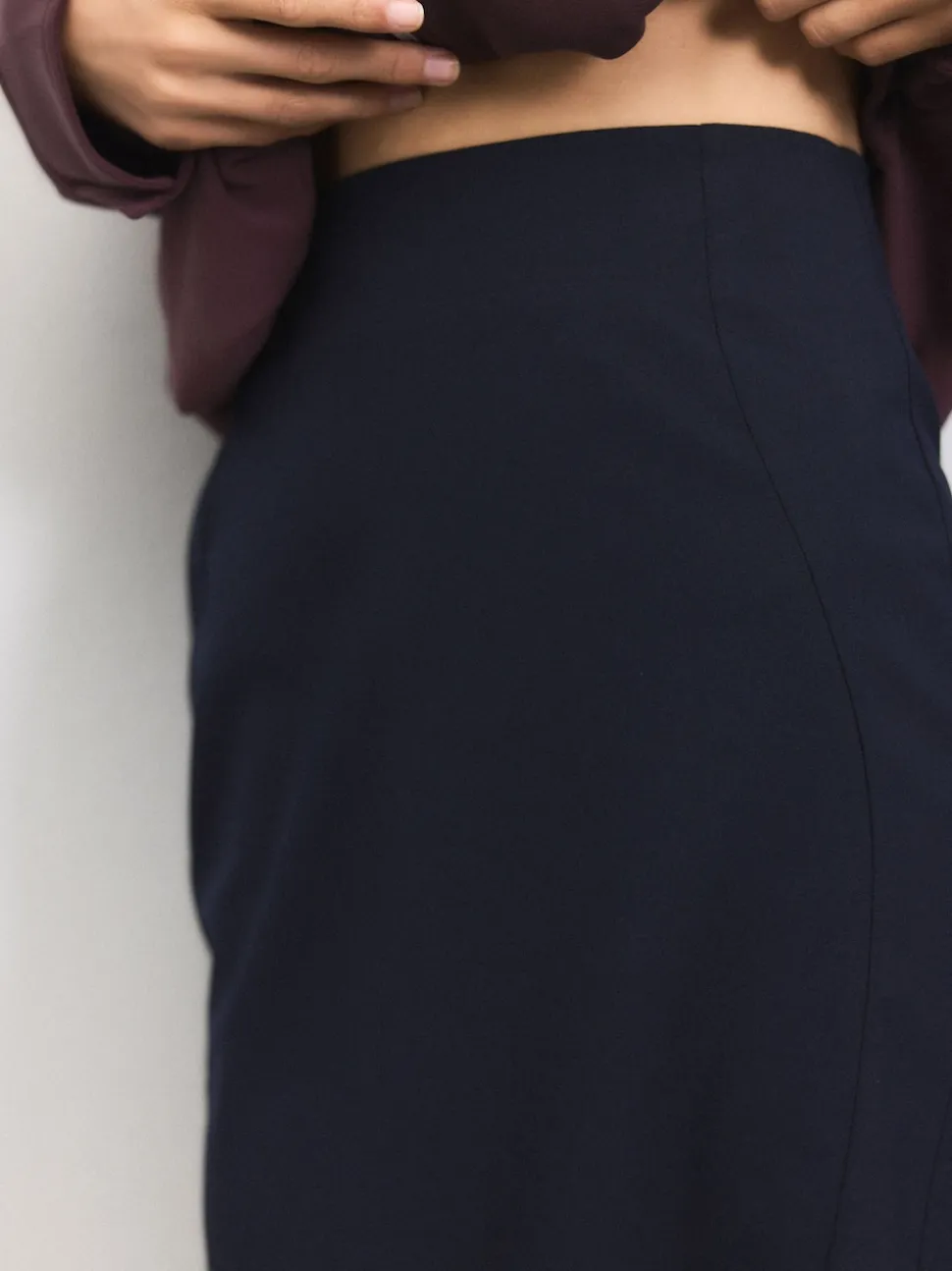 Donkerblauw - Tailored Pencil Skirt With Wool